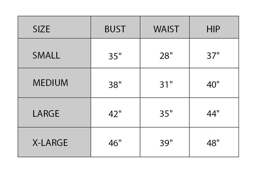 GENERAL SIZE CHART – Lizzie & Ruth